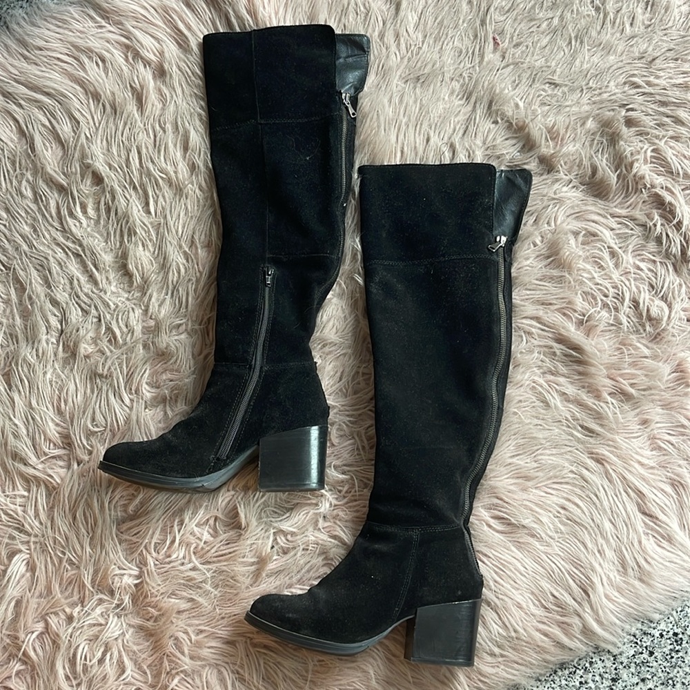 Over the knee suede boots